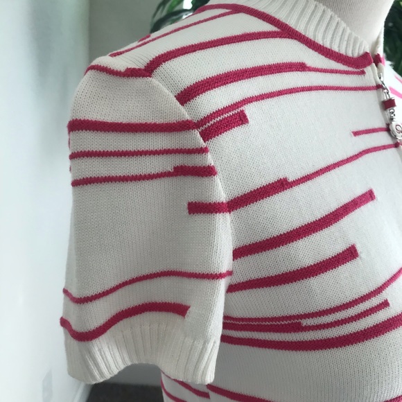 St. John Sport Full Zip Cardigan Sweater Size 2 Petites Santana Knit Hot Pink - Picture 3 of 14